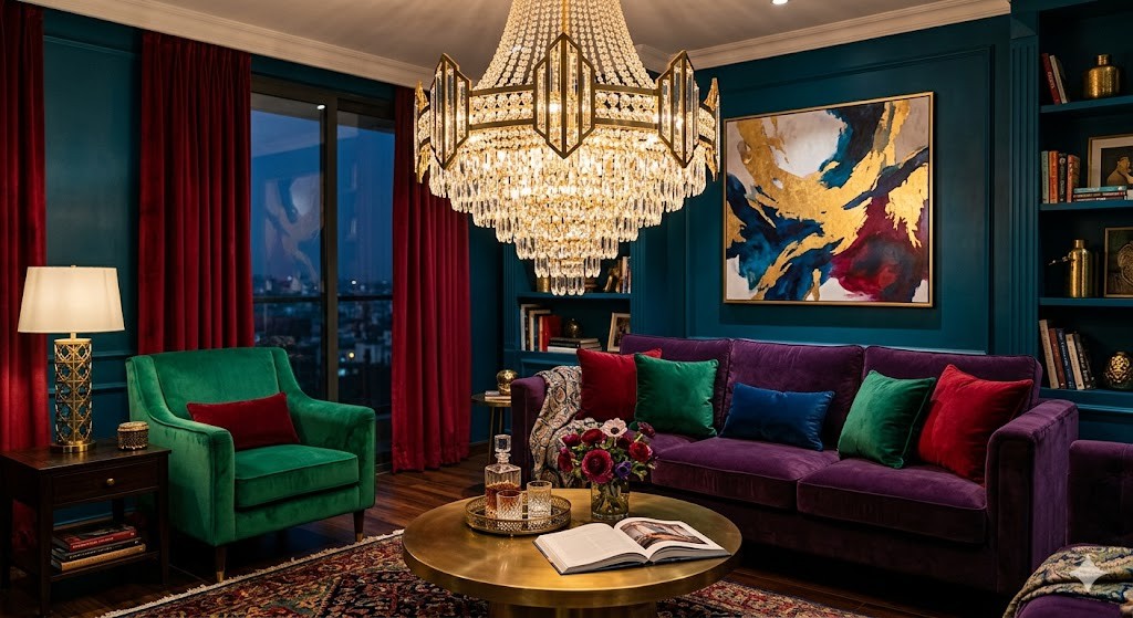 Bold Colors and Statement Lighting: How to Bring Visual Drama with Jewel-Tone Trends